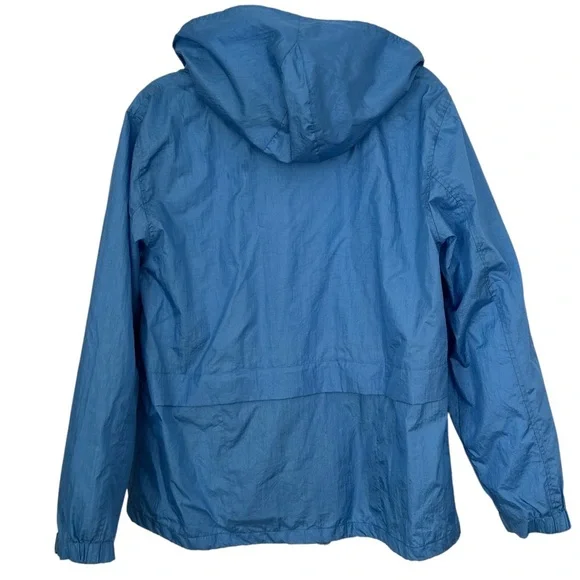 NEYELLE Women’s VintageY2K Windbreaker Blue/White Kangaroo Pocket Zipper Hood XL - Picture 2 of 14